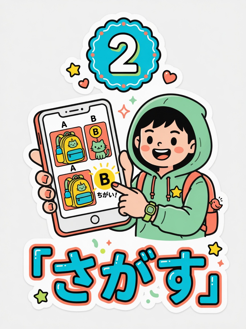 まちがいさがしでタップする