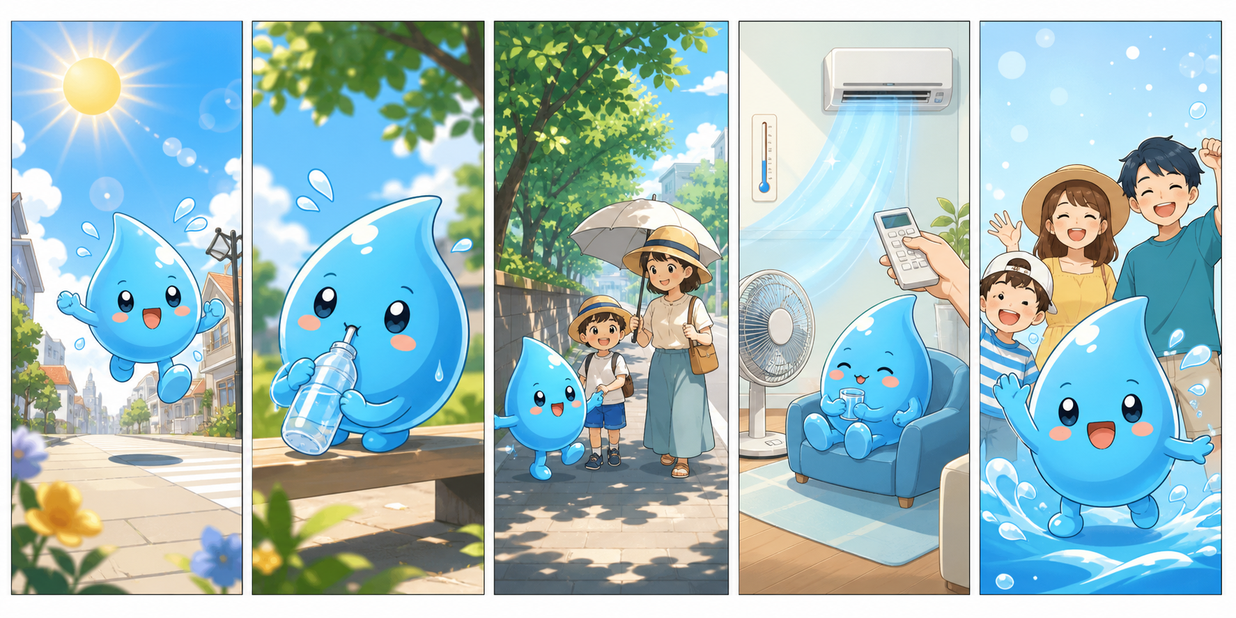 熱中症対策キャラクターアニメの5コマコンテ